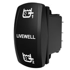 Carling Technologies LIVEWELL 1/2 rocker switch with labeled LIVEWELL and tank icons