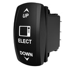 Carling Technologies black rocker switch labeled UP, ELECT, DOWN with arrow icons