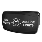 Carling Technologies rocker switch labeled NAV LIGHTS and ANCHOR LIGHTS with light/anchor icon