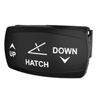 Carling Technologies HATCH up/down black rocker switch with white UP and DOWN labels