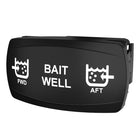 Carling Technologies BAIT WELL rocker switch labeled FWD and AFT, black rectangular