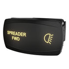 Angled right-side view showing backlit SPREADER FWD switch face and light icon with mounting clip.