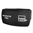 Black MACERATOR STBD rocker switch cover with white macerator tank icon