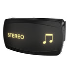 Angled front view of stereo rocker switch with illuminated 'STEREO' label and music note, showing side housing