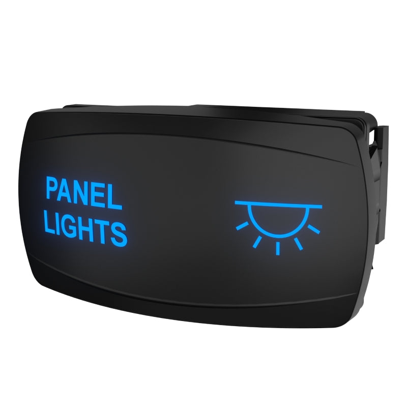 Panel Lights switch with blue backlit label and light icon, angled front-right showing rear mounting clip