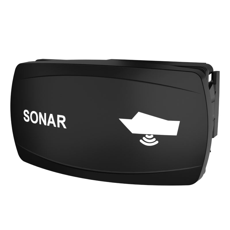 Carling Technologies rocker switch labeled SONAR with boat graphic and sonar-wave icon