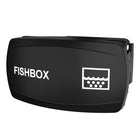 Angled front-right view of Fishbox control module showing faceplate label, icon and right-side mounting clip