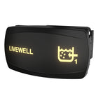 LIVEWELL 1 illuminated rocker switch face and icon shown at slight right angle with rear connector visible