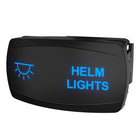 Boat helm lights rocker switch angled front-right with blue backlit label and visible rear connector