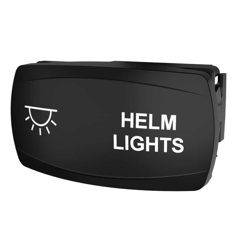 Carling Technologies HELM LIGHTS rocker switch, black rectangular face with white light icon