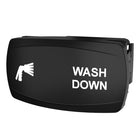 Carling Technologies black rocker switch labeled WASH DOWN with spray icon