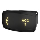 ACC 3 rocker switch, angled front view showing illuminated ACC 3 and lightning icons plus side connector.