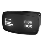 Front-right angled view of Fishbox illuminated panel showing drain icon and "FISH BOX" label