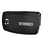 Carling Technologies black rocker switch labeled STEREO with white music-note icon