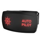 Carling autopilot rocker switch, angled front view with illuminated red wheel icon and AUTO PILOT label
