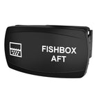 Carling Technologies FISHBOX AFT rocker switch with white label and fishbox drainage icon