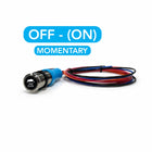 Trim Down port showing front button face labeled "TRIM DOWN", blue connector and coiled wires.