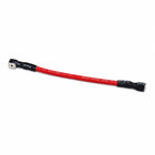 A red and black marine battery cable with metal terminal connectors on both ends, shown on a plain white background.