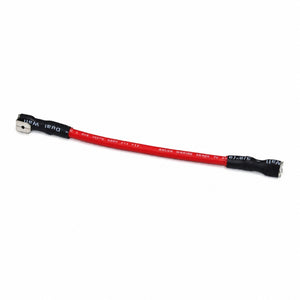 A red and black marine battery cable with metal terminal connectors on both ends, shown on a plain white background.