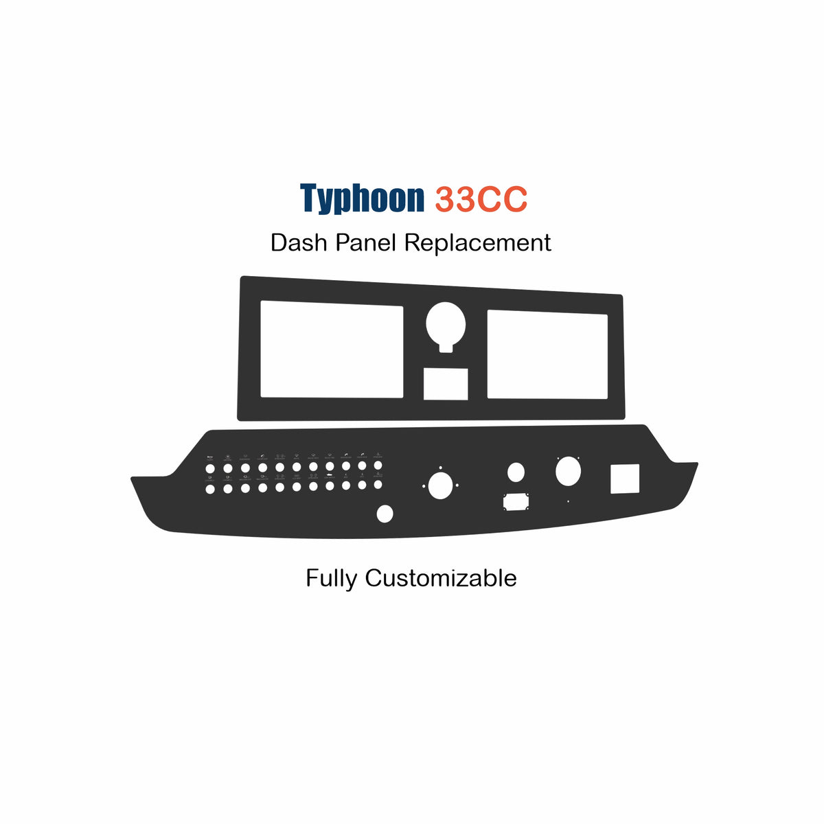Typhoon 33CC dash panel replacement, black customizable instrument and switch cutout panel