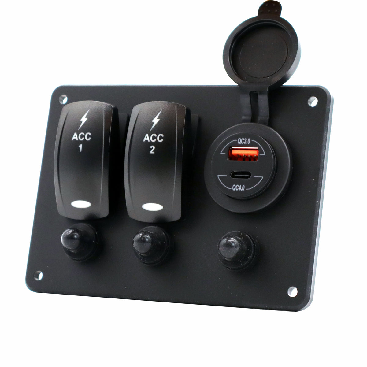 2 Switch Blacklit Ready Contura V Panel w/ Breakers & USB