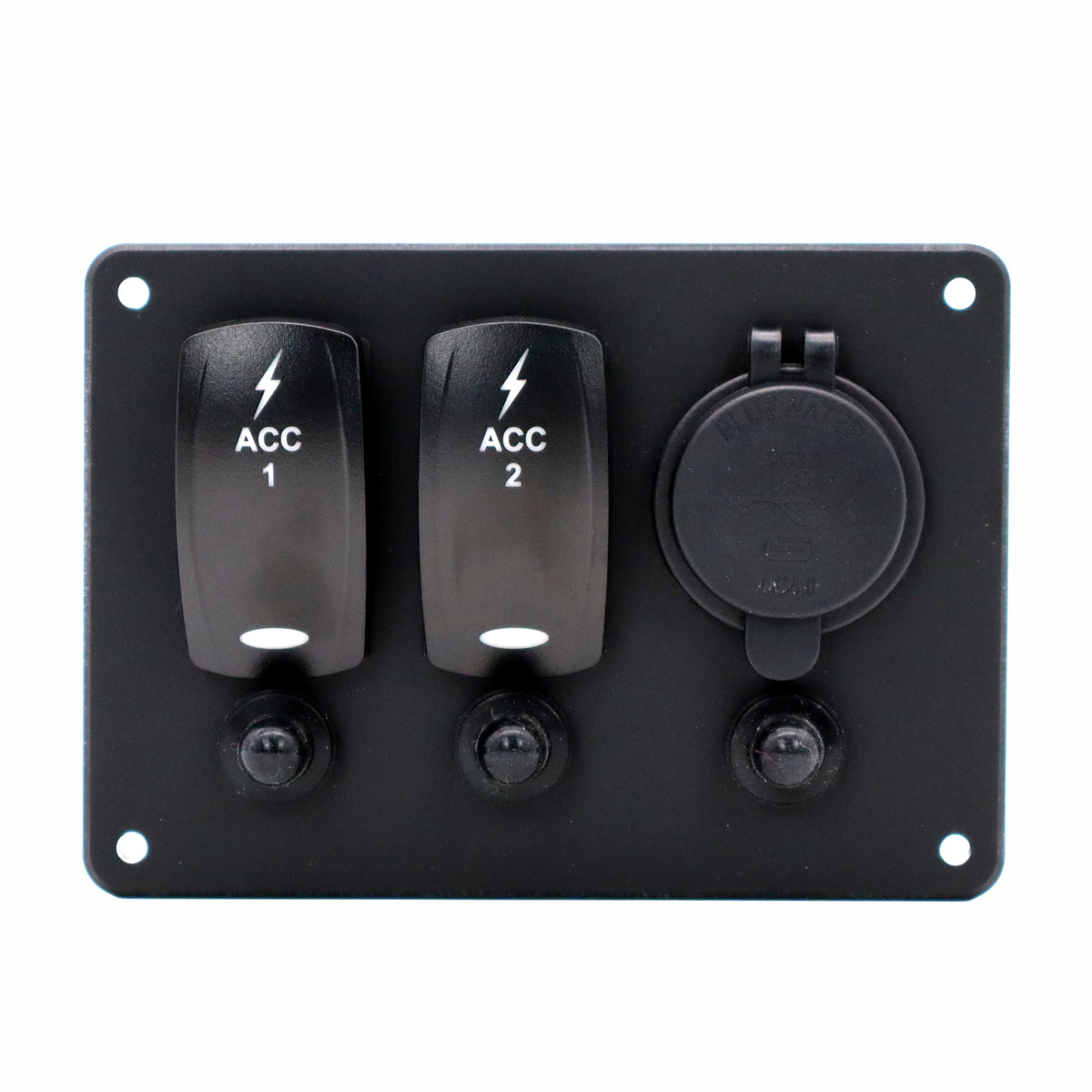 2 Switch Blacklit Ready Contura V Panel w/ Breakers & USB