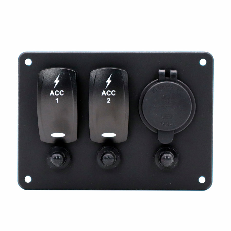 2 Switch Blacklit Ready Contura V Panel w/ Breakers & USB