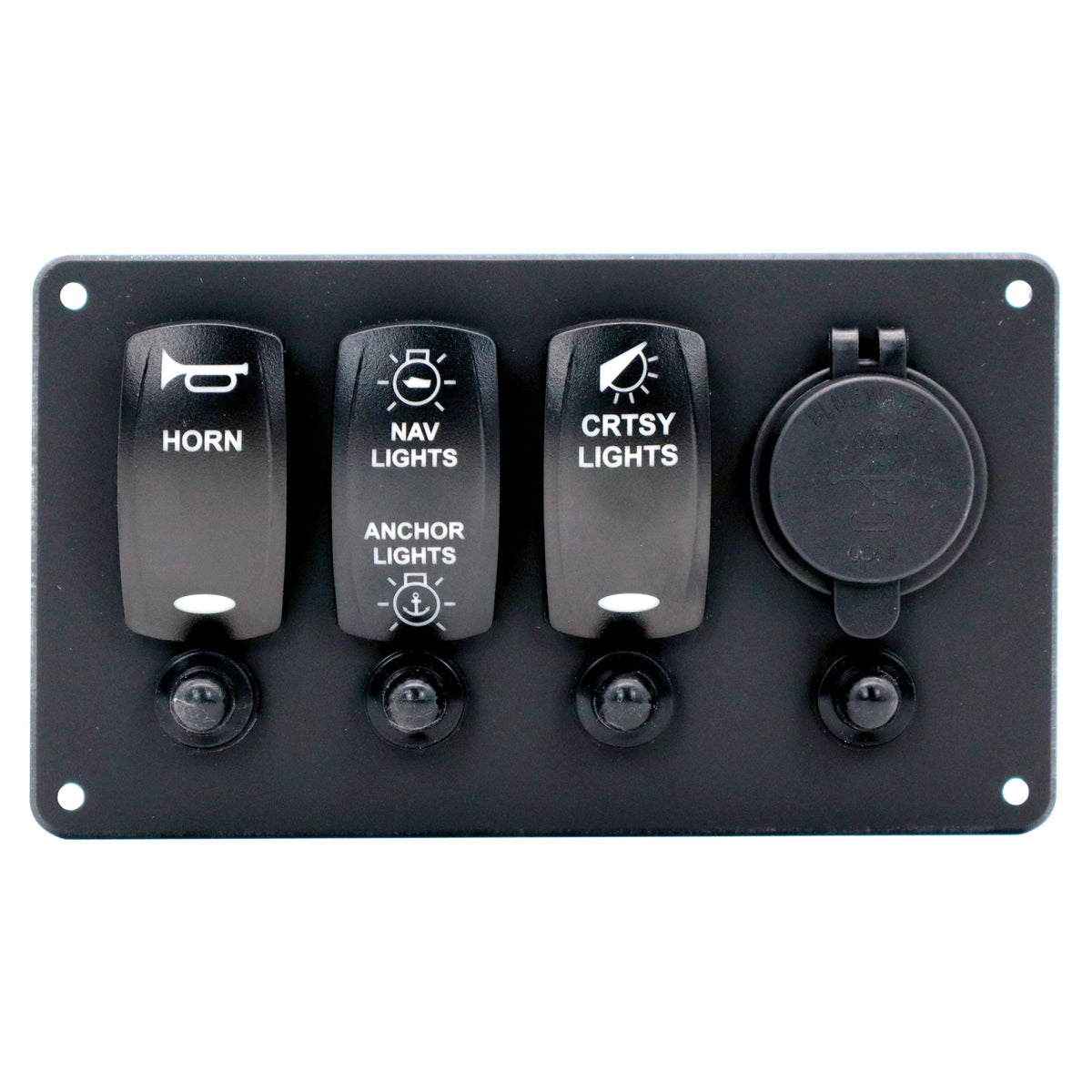 3 Switch Blacklit Ready Contura V Panel w/ Breakers & USB