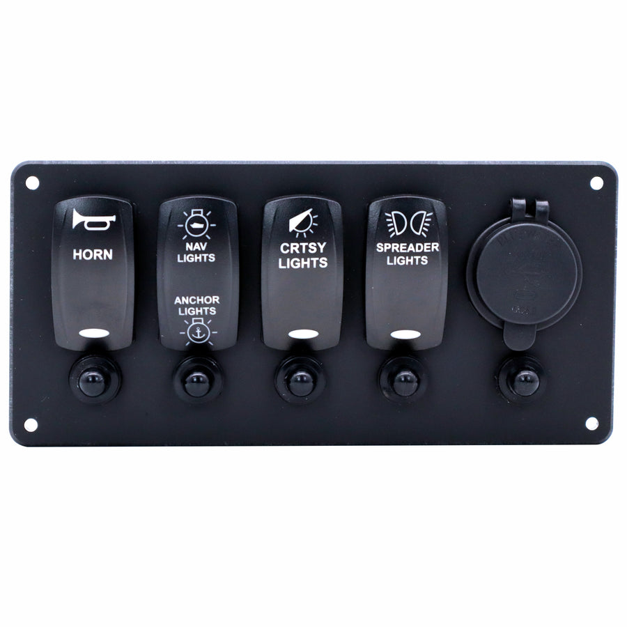 4 Switch Blacklit Ready Contura V Panel w/ Breakers & USB