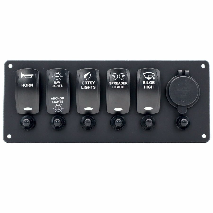 5 Switch Blacklit Ready Contura V Panel w/ Breakers & USB