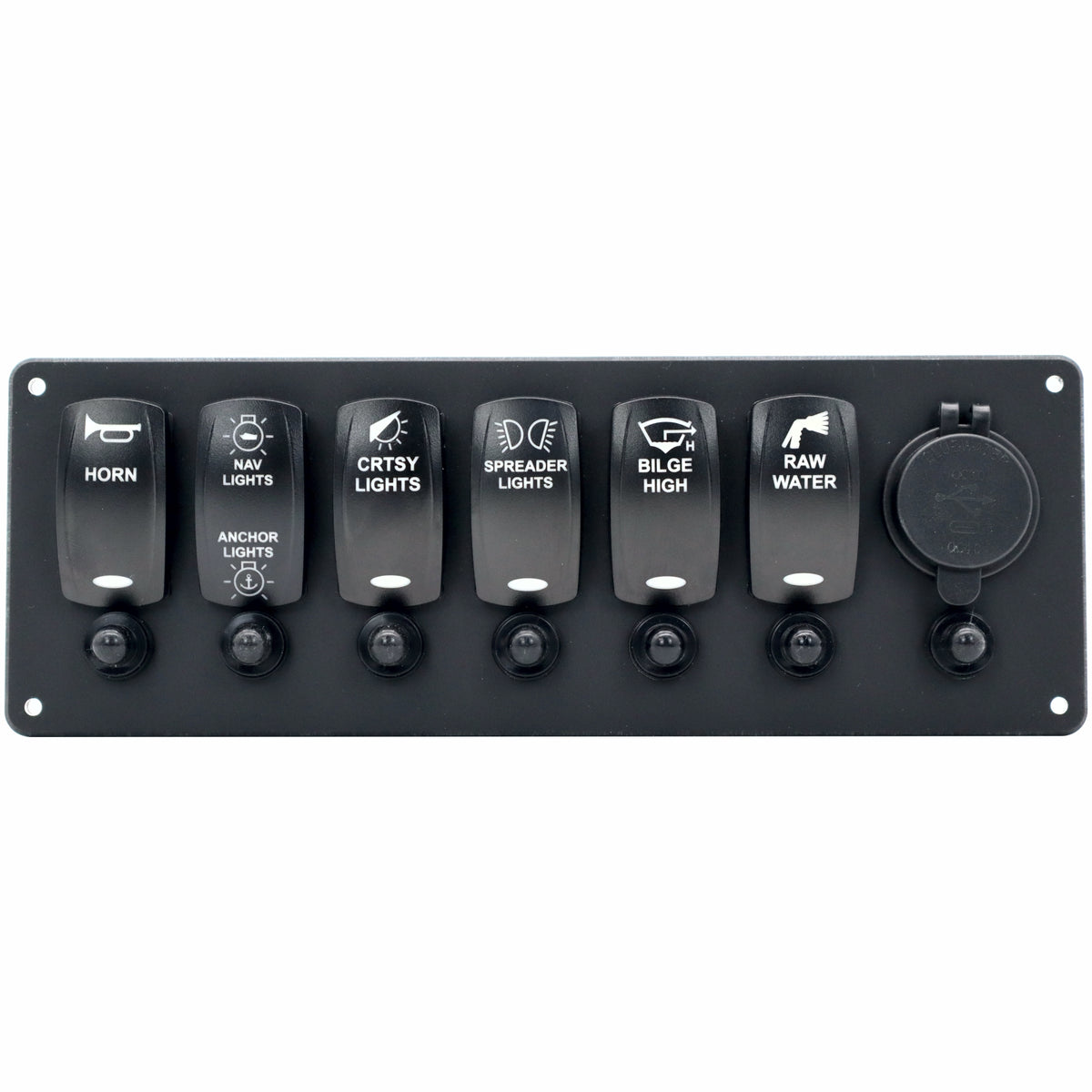 6 Switch Blacklit Ready Contura V Panel w/ Breakers & USB
