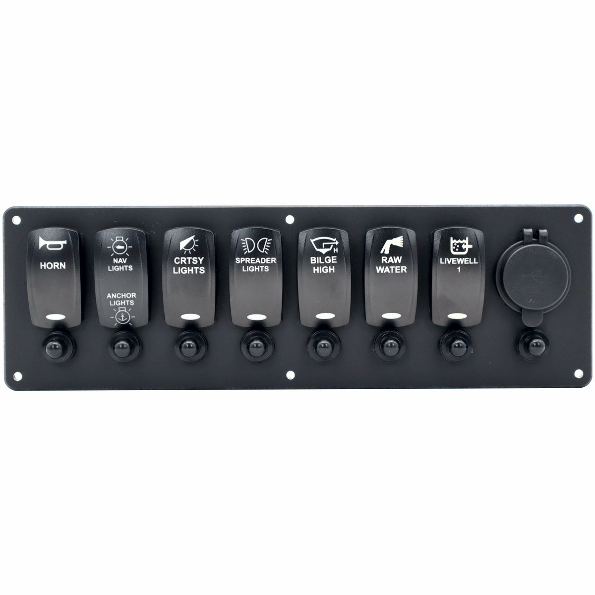 7 Switch Blacklit Ready Contura V Panel w/ Breakers & USB