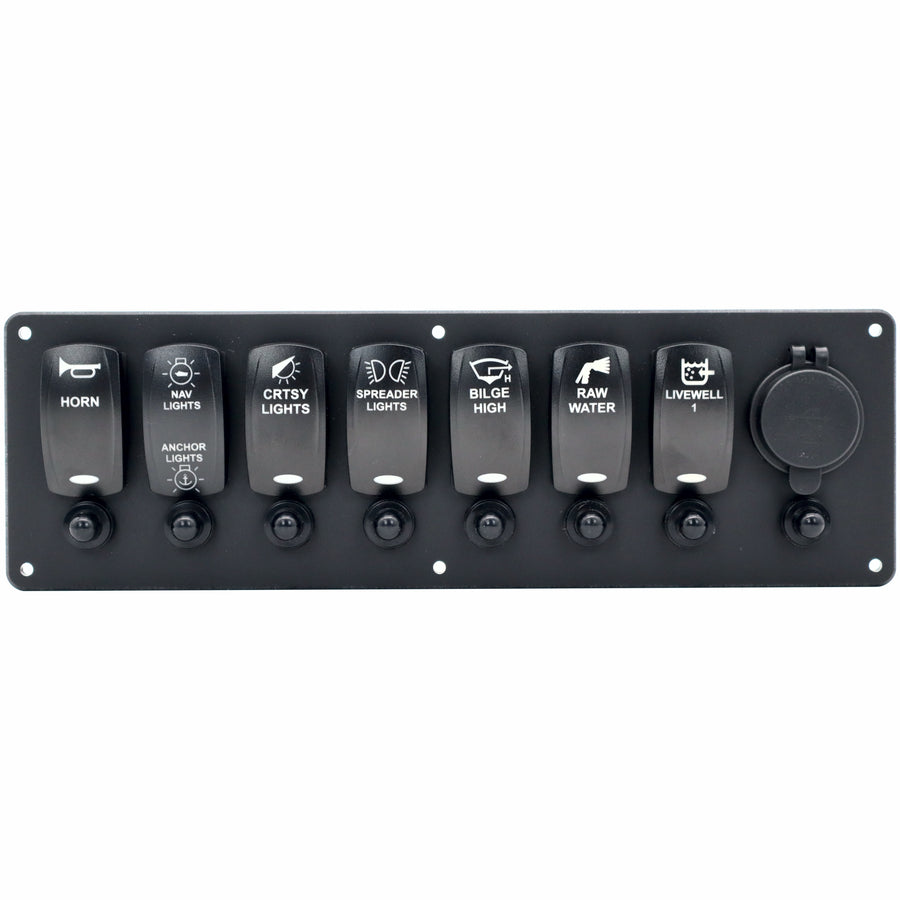 7 Switch Blacklit Ready Contura V Panel w/ Breakers & USB