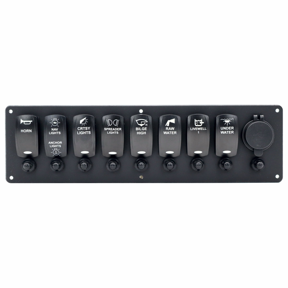 8 Switch Blacklit Ready Contura V Panel w/ Breakers & USB