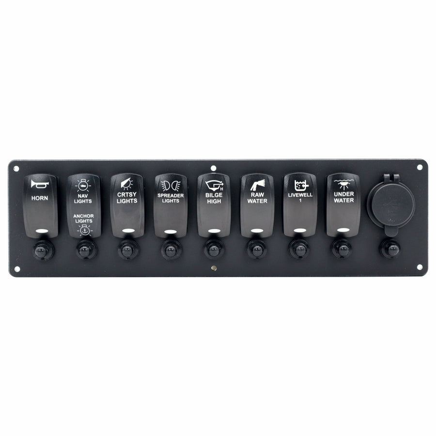 8 Switch Blacklit Ready Contura V Panel w/ Breakers & USB