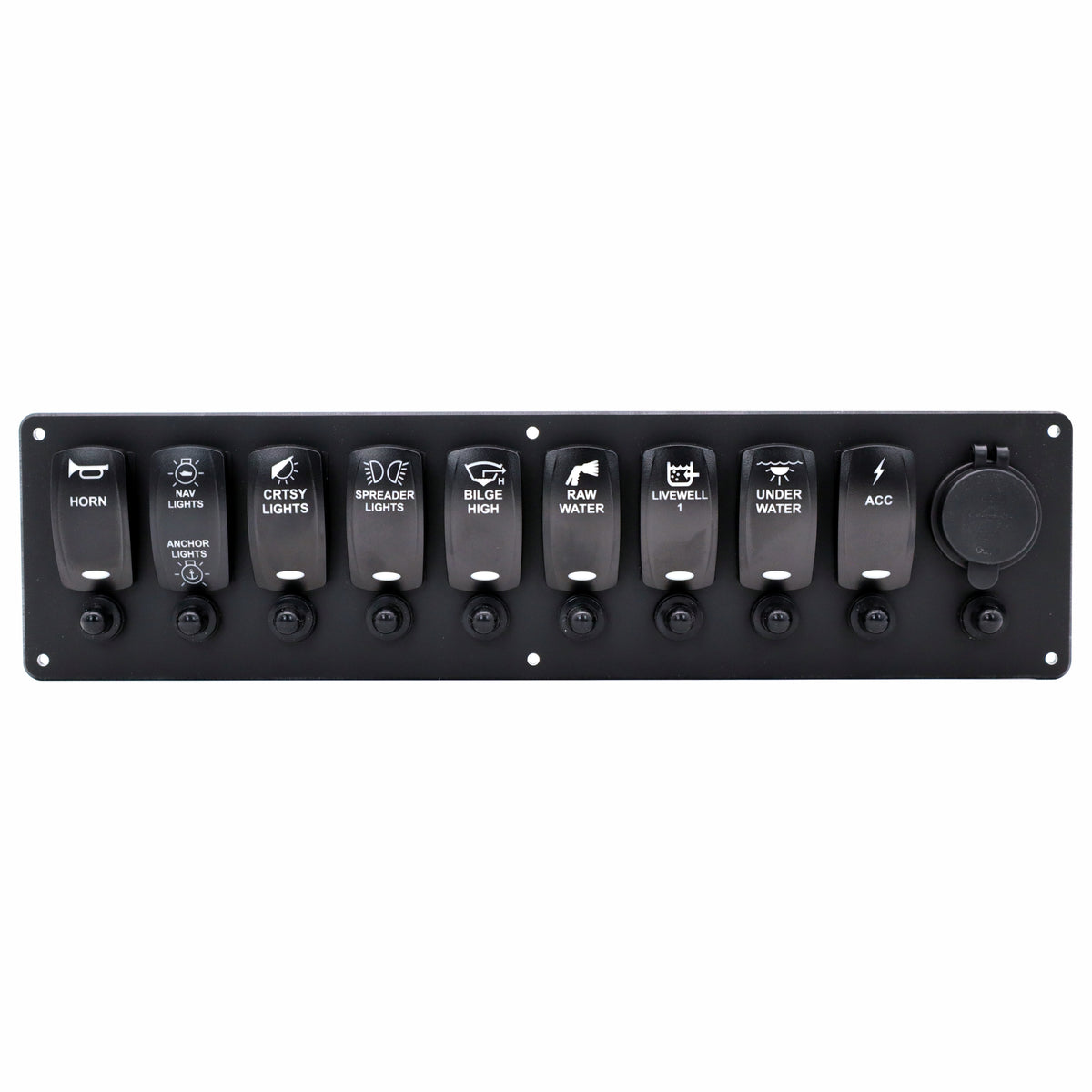 9 Switch Blacklit Ready Contura V Panel w/ Breakers & USB