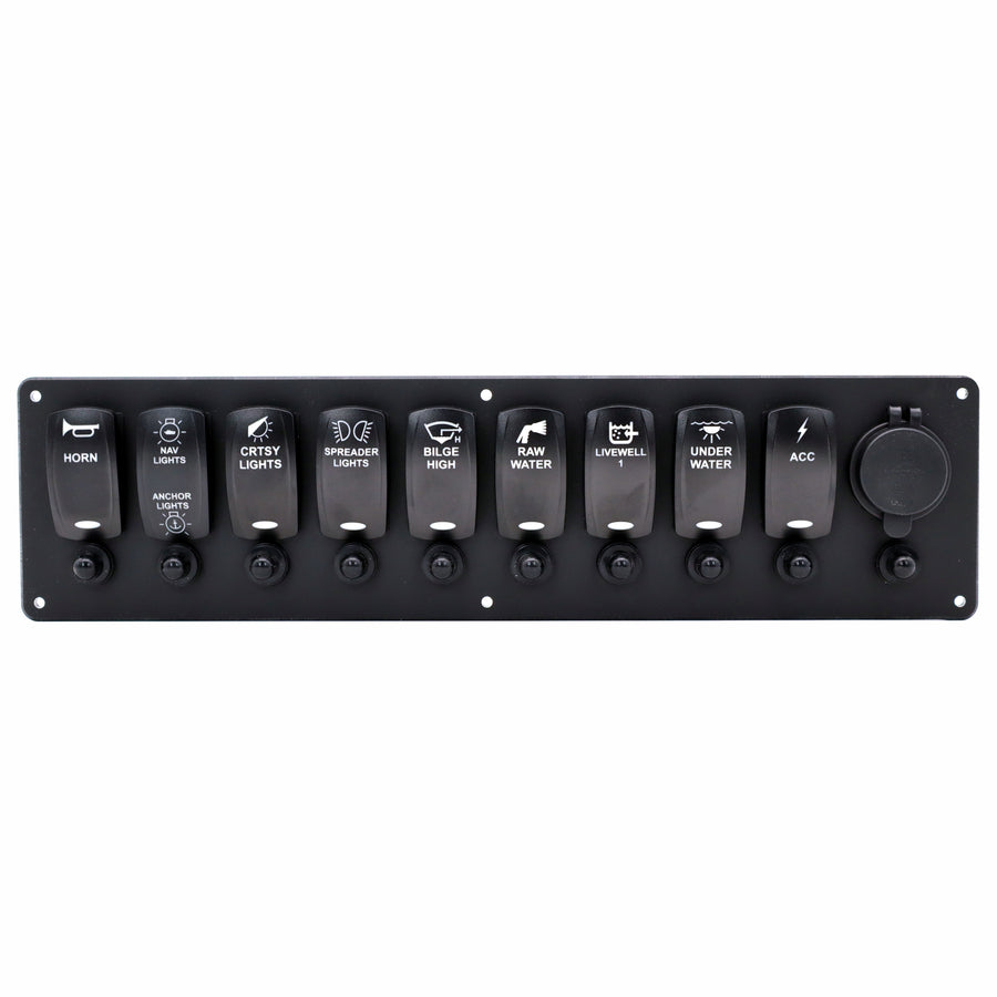 9 Switch Blacklit Ready Contura V Panel w/ Breakers & USB