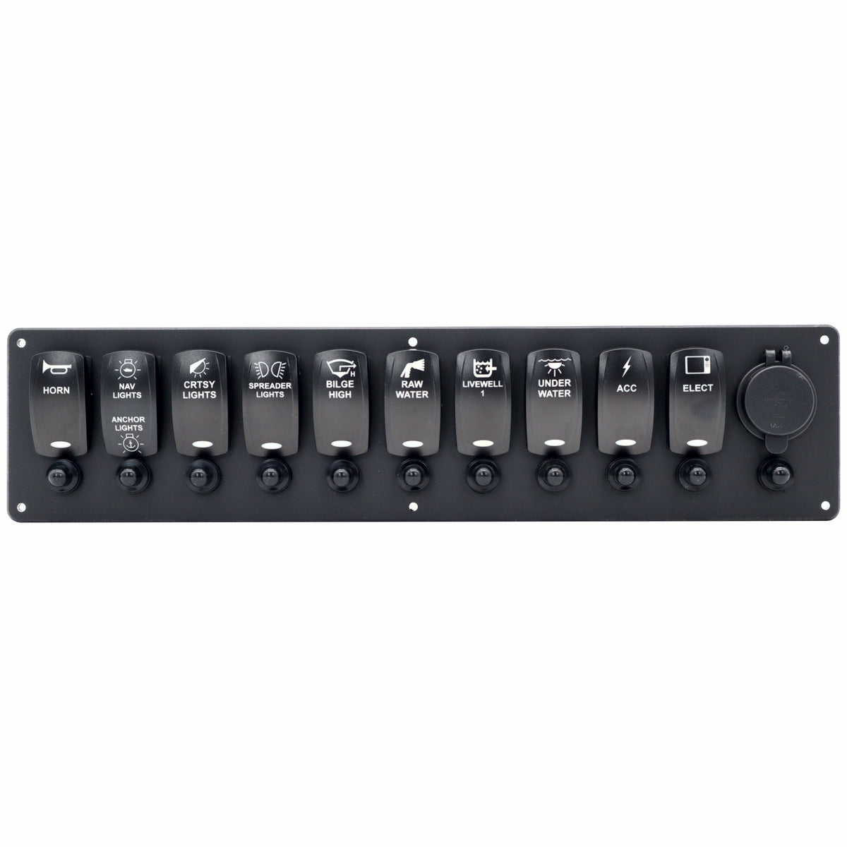 10 Switch Blacklit Ready Contura V Panel w/ Breakers & USB