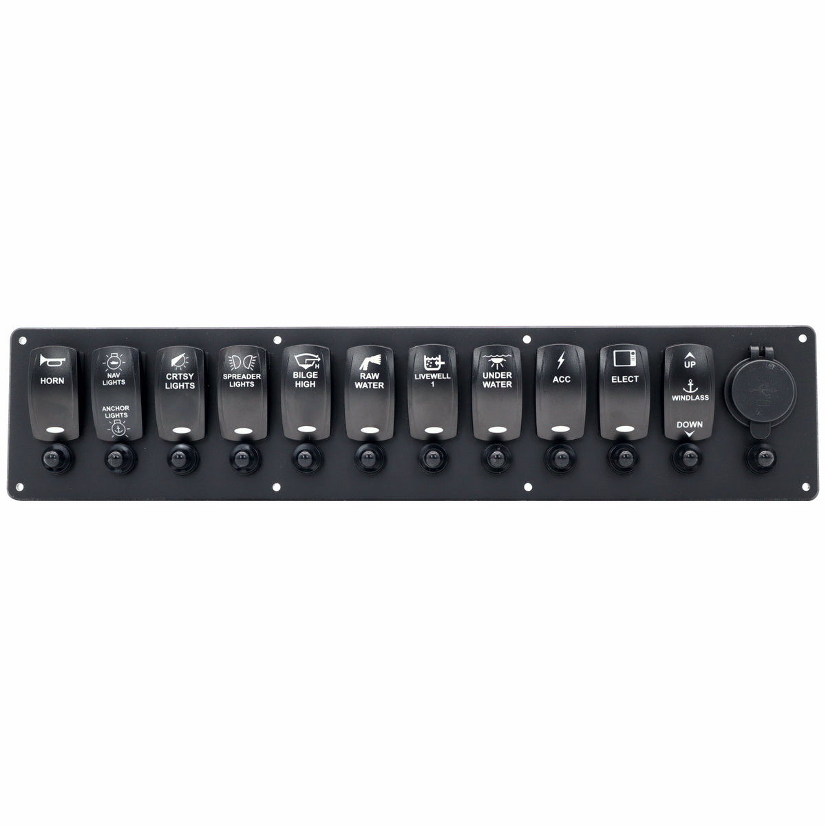 11 Switch Blacklit Ready Contura V Panel w/ Breakers & USB