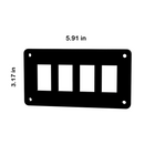 Contura rocker switch blank panel, angled view; four rectangular slots, corner holes, 5.91×3.17 in