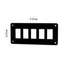 Contura five-slot rocker switch panel silhouette showing mount holes and dimensions 7.11×3.17 in