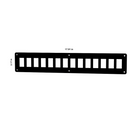 Contura blank switch panel, front view showing 12 square cutouts, mounting holes and 17.91×3.17 in labels