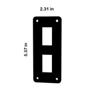 Contura switch panel front view with two rectangular cutouts, four screw holes and labeled 5.37 and 2.31 in