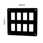 Contura blank rocker panel front view with eight rectangular cutouts, corner mounting holes, dimensions 5.91x5.37 in
