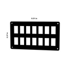 Contura switch blank panel front view showing 12 cutouts, corner mounting holes and dimensions 9.51 x 5.37 in