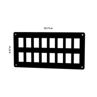 Front view of Contura rocker panel showing 16 rectangular cutouts, corner mounting holes and size 10.71×5.37 in