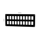 Contura rocker switch blank panel front view with 20 cutouts, mounting holes and dimensions 13.11×5.37 in
