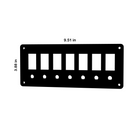 Front view of Contura blank panel showing seven cutouts, corner mounting holes and dimensions 9.51×3.88 in