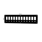 Front diagram of breaker blank panel with 12 rectangular cutouts, mounting holes, dimensions 15.51×3.88 in