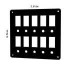 Front view of blank switch panel with ten slots, five circular holes, corner mounting holes, 7.11×6.74 in